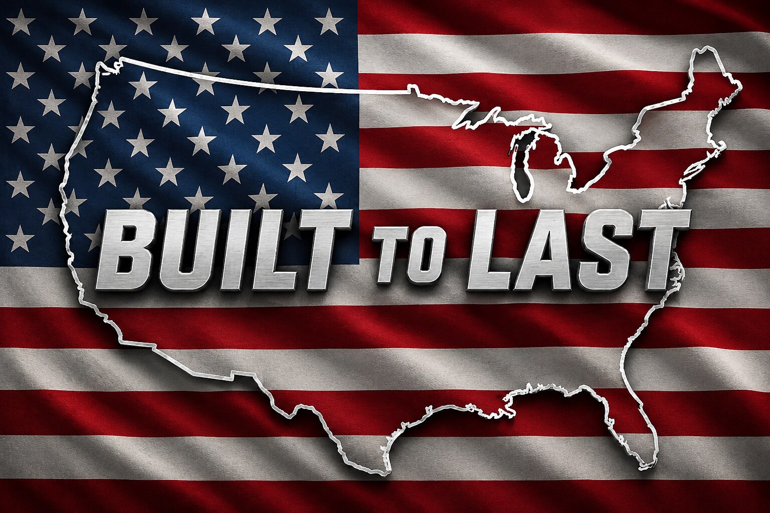 American flag graphic with a United States outline and the words Built to Last